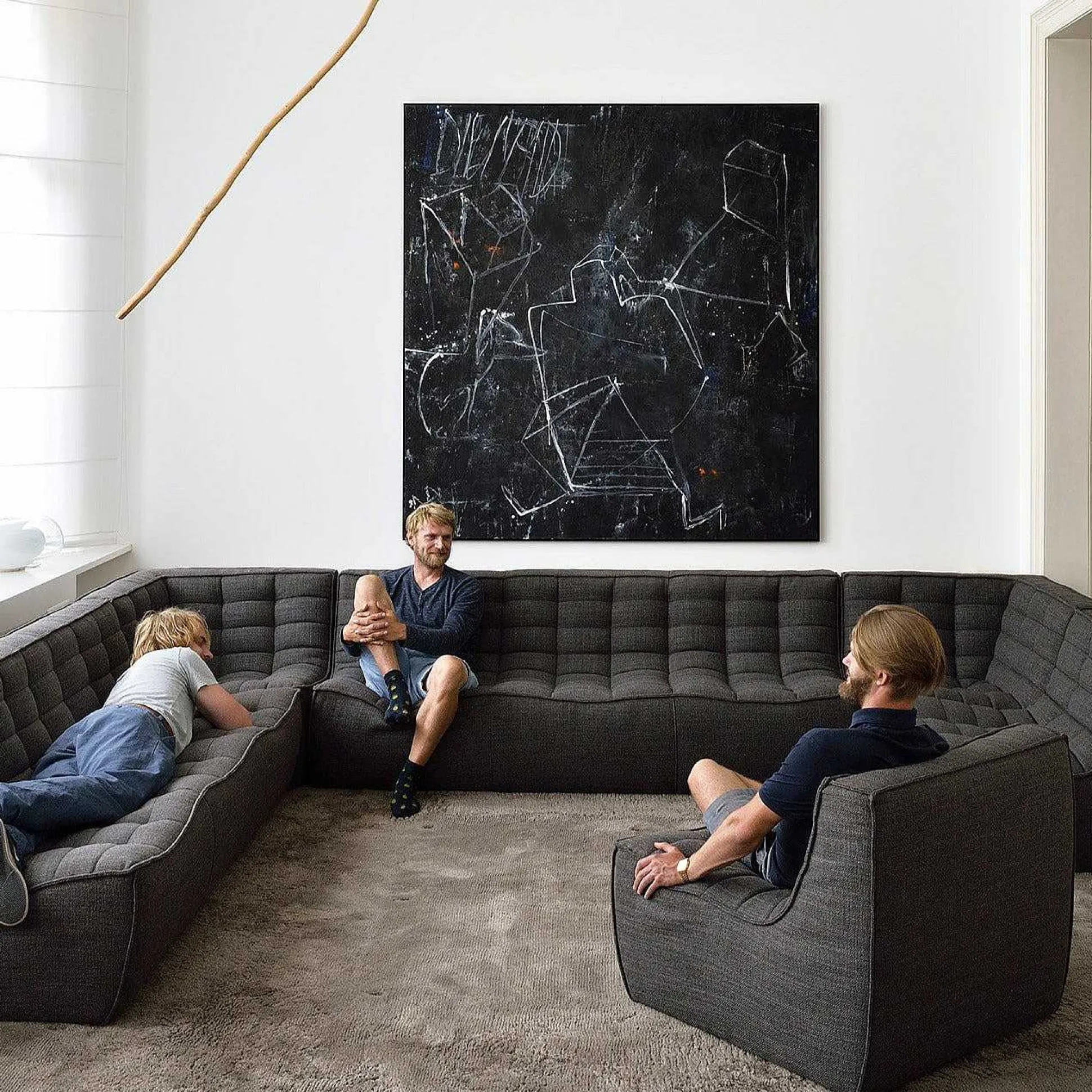 N701 3 Seater Sofa, Dark Grey