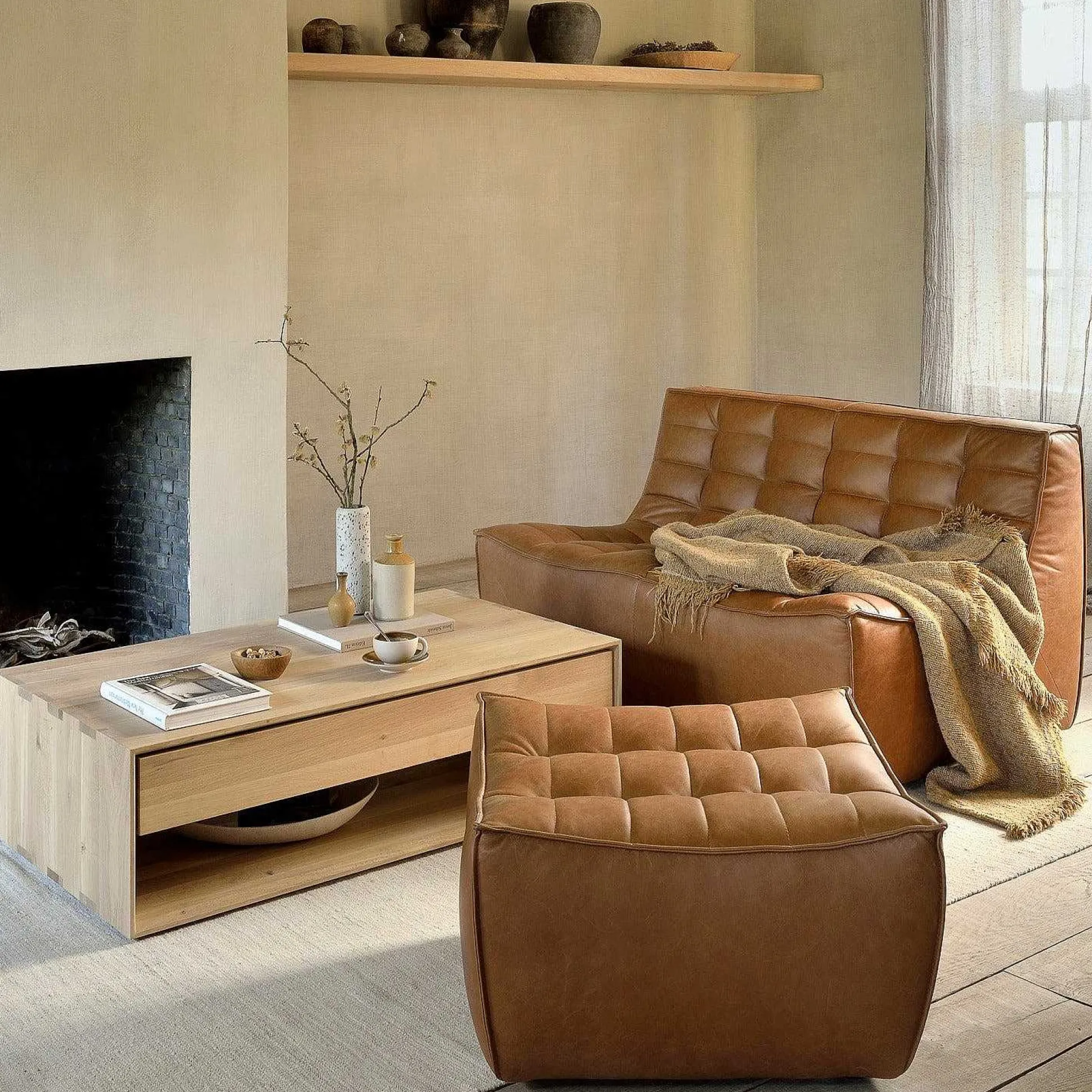 N701 2 Seater Sofa, Old Saddle Leather