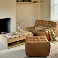 N701 Footstool, Old Saddle Leather