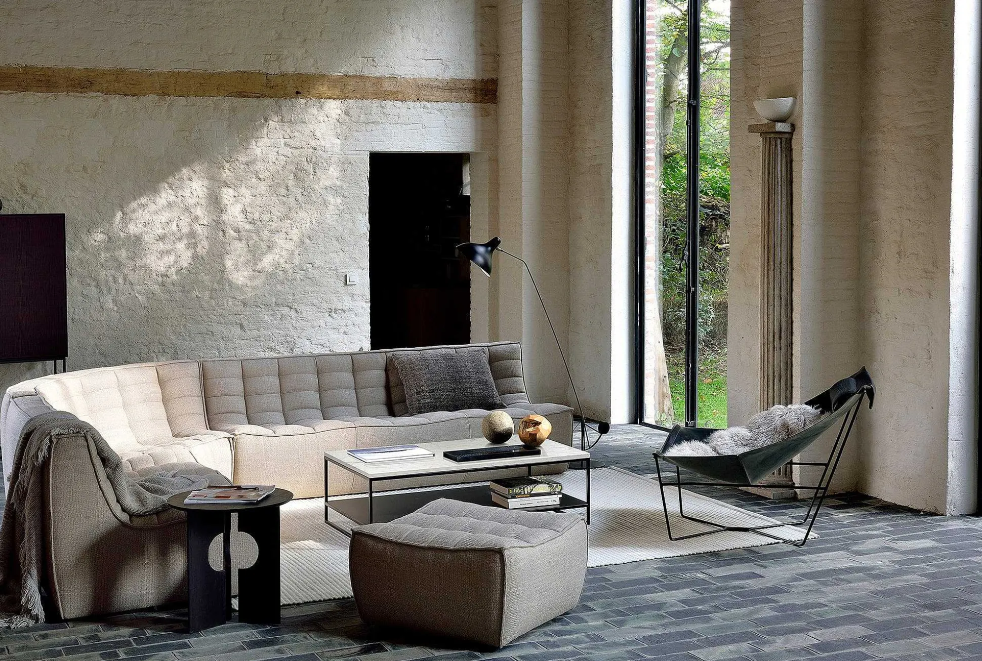 N701 Round Corner Sofa, Beige