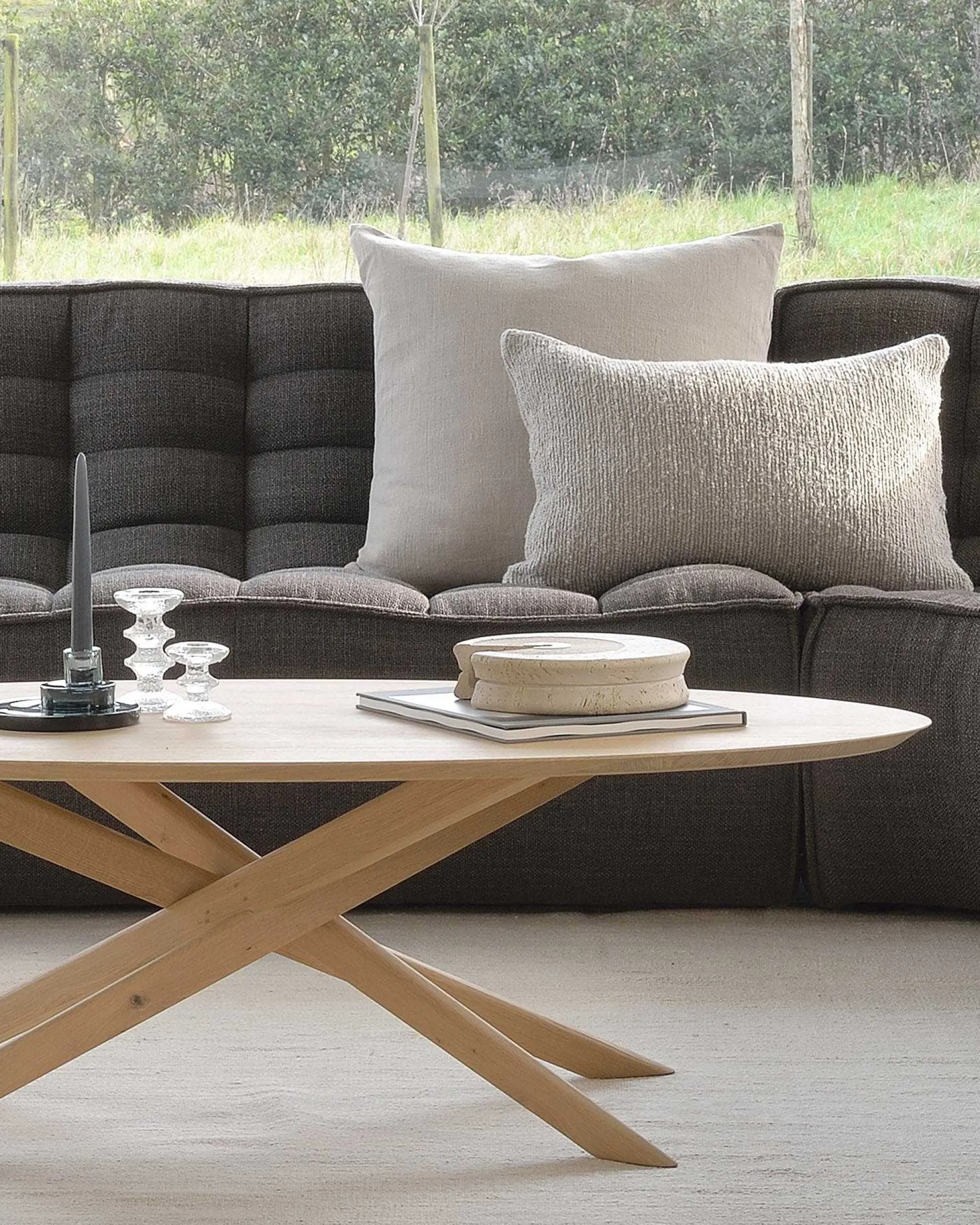 N701 Round Corner Sofa, Dark Grey