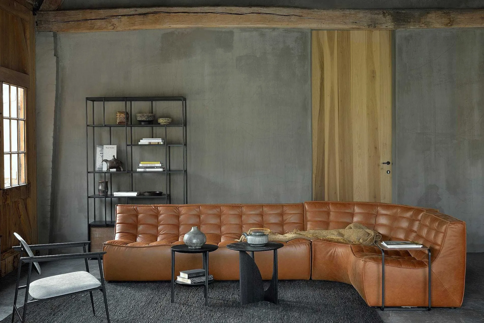 N701 Round Corner Sofa, Old Saddle Leather