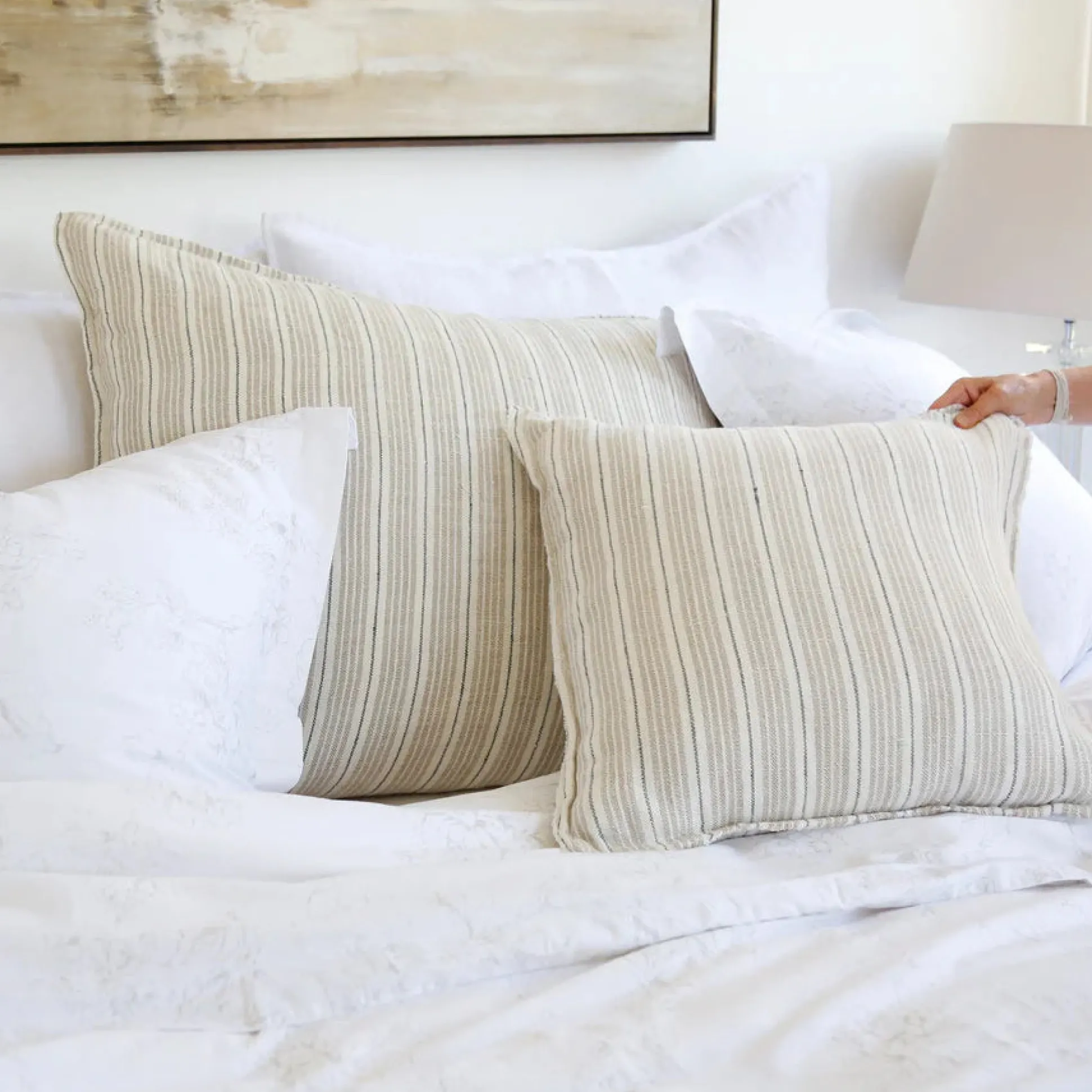 Newport Square Pillow , Natural & Midnight^Be Home Store