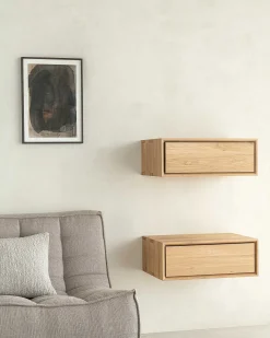 Nordic II Solid Oak Hanging Bedside Table