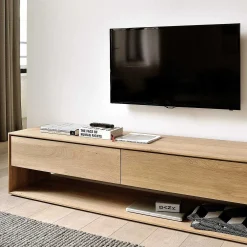 Nordic Solid Oak Media Console, 71"