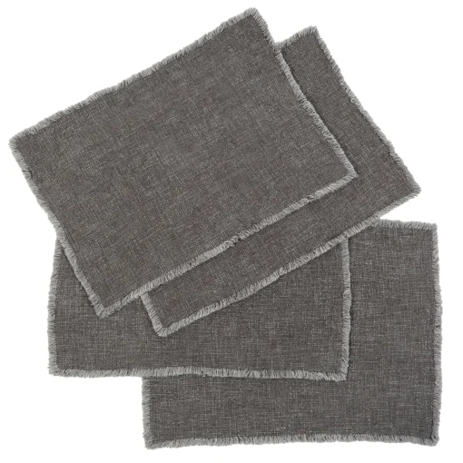 Oakville Placemats, Set of 4, Charcoal^Be Home Online