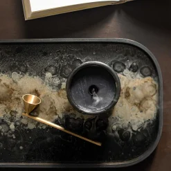 Oblong Black Glass Organic Valet Tray