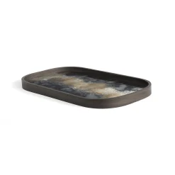 Oblong Black Glass Organic Valet Tray