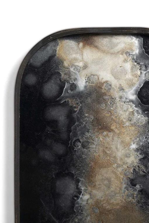 Oblong Black Glass Organic Valet Tray