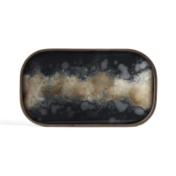 Oblong Black Glass Organic Valet Tray