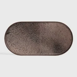 Oblong Bronze Aged Mirror Tray