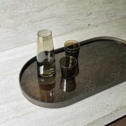 Oblong Bronze Aged Mirror Tray