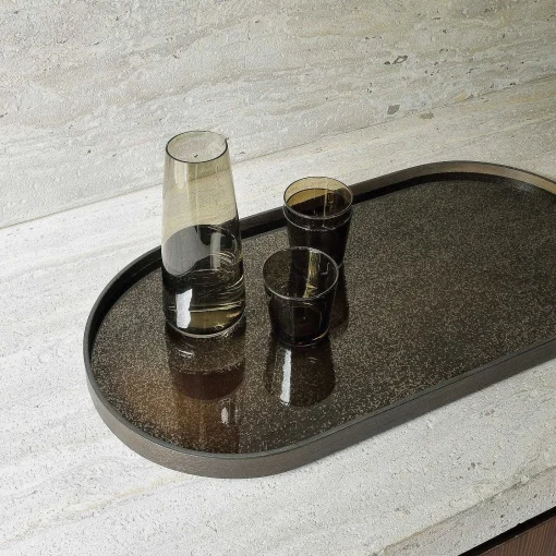 Oblong Bronze Aged Mirror Tray