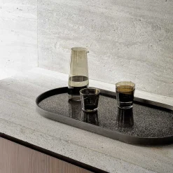 Oblong Bronze Aged Mirror Tray