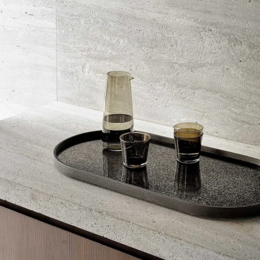 Oblong Bronze Aged Mirror Tray