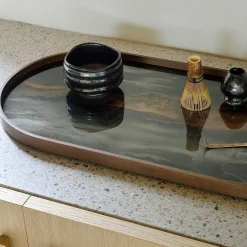Oblong Bronze Glass Organic Tray