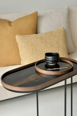 Oblong Bronze Glass Organic Tray