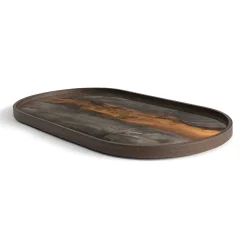 Oblong Bronze Glass Organic Tray