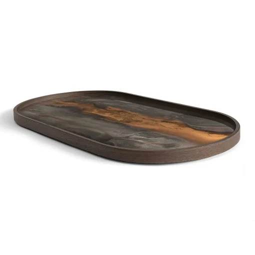 Oblong Bronze Glass Organic Tray