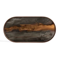 Oblong Bronze Glass Organic Tray