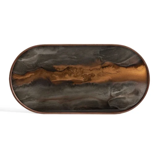 Oblong Bronze Glass Organic Tray