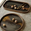 Oblong Bronze Glass Organic Valet Tray