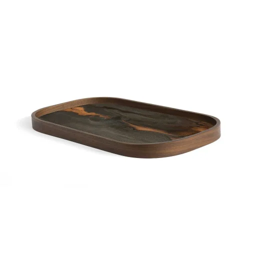 Oblong Bronze Glass Organic Valet Tray