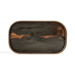 Oblong Bronze Glass Organic Valet Tray