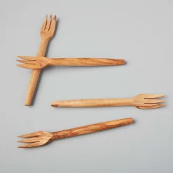 Olive Wood Cocktail Forks, Set of 4