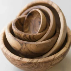 Olive Wood Nesting Bowls, Set of 6