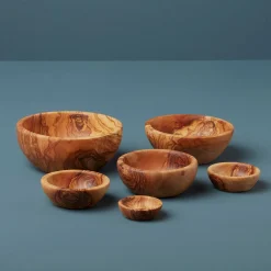 Olive Wood Nesting Bowls, Set of 6