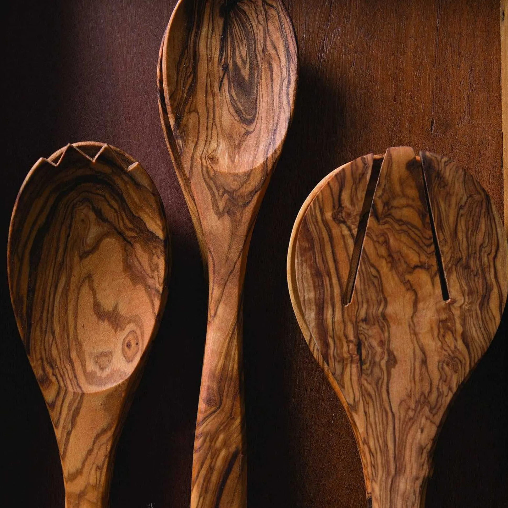 Olive Wood Round Serving Set