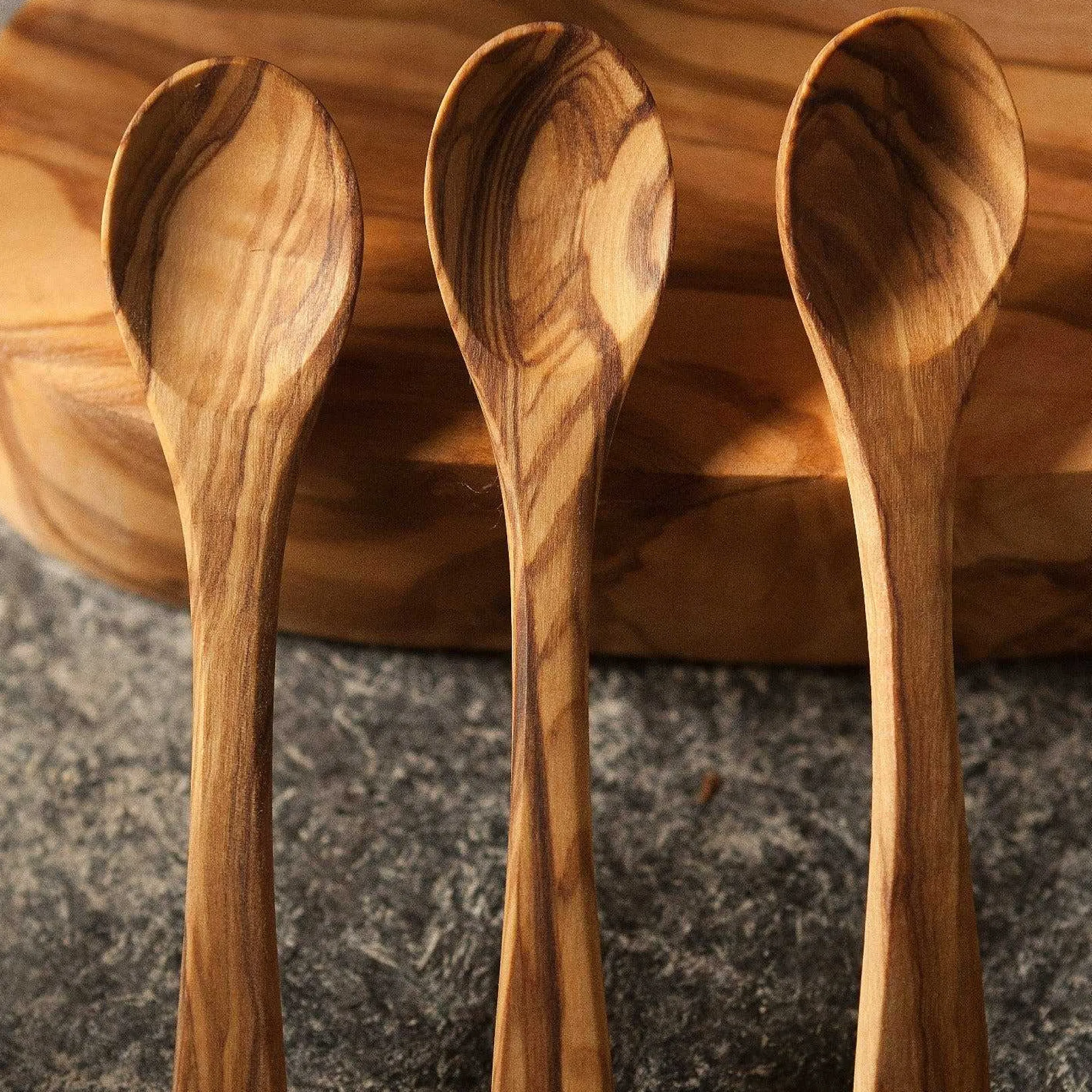 Olive Wood Spoons, Small Set of 4