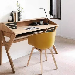 Origami Solid Oak Desk, Black