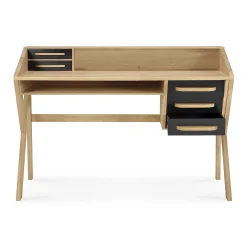 Origami Solid Oak Desk, Black