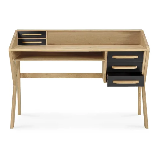 Origami Solid Oak Desk, Black