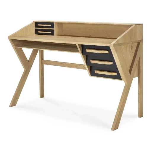 Origami Solid Oak Desk, Black