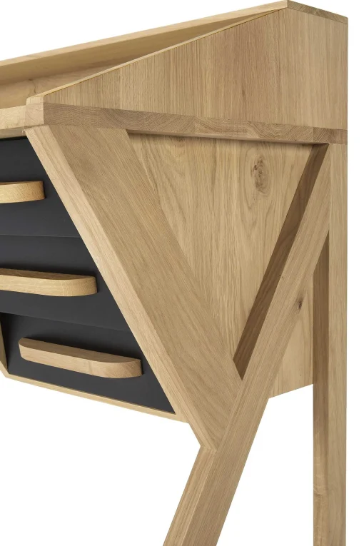 Origami Solid Oak Desk, Black