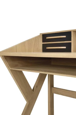 Origami Solid Oak Desk, Black