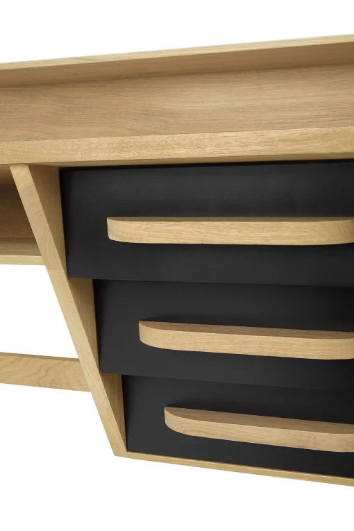 Origami Solid Oak Desk, Black