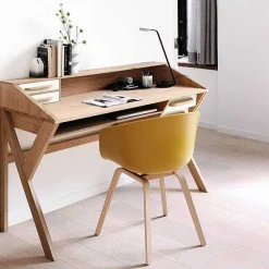 Origami Solid Oak Desk, Cream