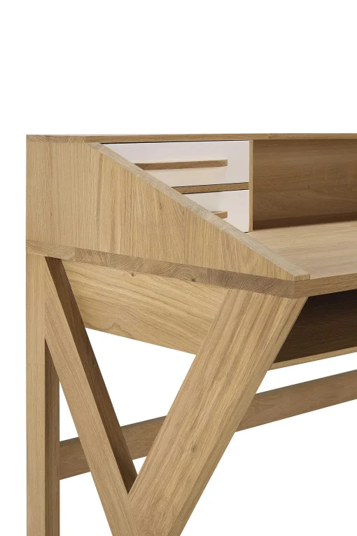 Origami Solid Oak Desk, Cream