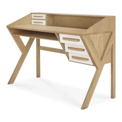 Origami Solid Oak Desk, Cream