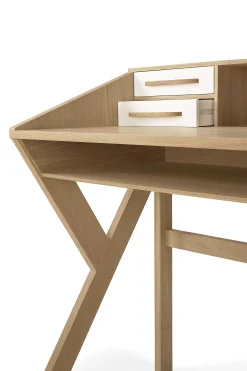 Origami Solid Oak Desk, Cream