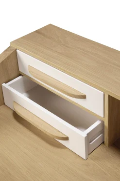Origami Solid Oak Desk, Cream