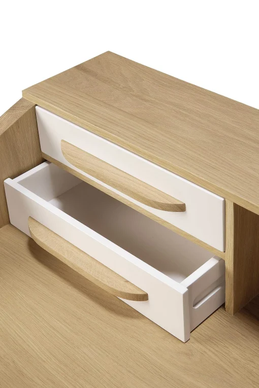 Origami Solid Oak Desk, Cream