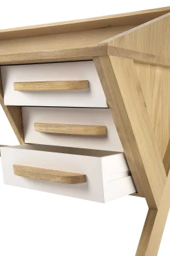 Origami Solid Oak Desk, Cream