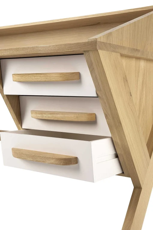 Origami Solid Oak Desk, Cream