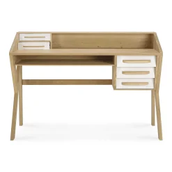 Origami Solid Oak Desk, Cream