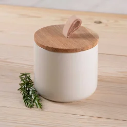 Pacifica Canister with Oak Wood Lid, Vanilla, Medium